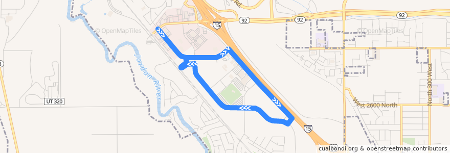 Mapa del recorrido UTA Route 864 Lehi Station/Thanksgiving Point de la línea  en Lehi.