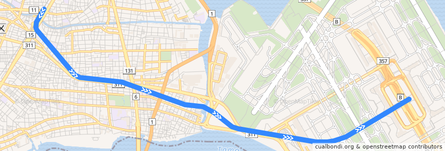 Mapa del recorrido 京浜急行電鉄空港線 de la línea  en Ota.