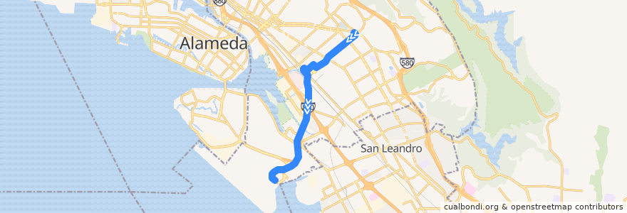Mapa del recorrido AC Transit 73: Eastmont Transit Center => Oakland International Airport de la línea  en Oakland.