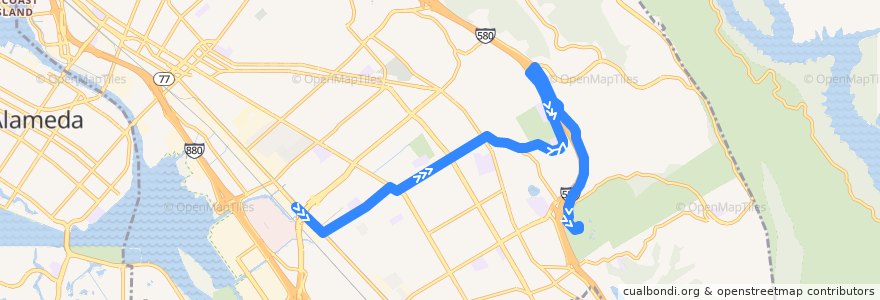 Mapa del recorrido AC Transit 46: Coliseum BART => Oakland Zoo de la línea  en Окленд.