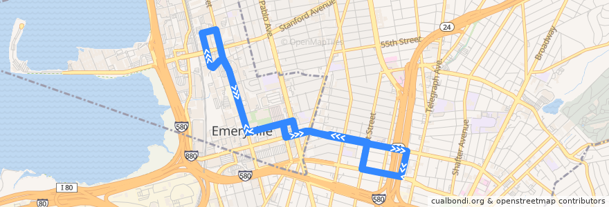 Mapa del recorrido Emery Go-Round route South Hollis (peak hours) de la línea  en Alameda County.