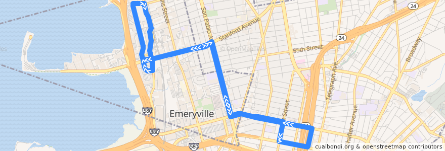 Mapa del recorrido Emery Go-Round route North Shellmound (peak hours) de la línea  en Alameda County.