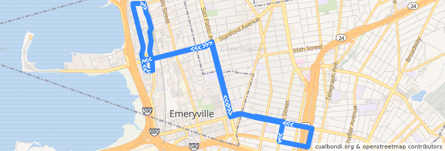 Mapa del recorrido Emery Go-Round route North Shellmound (peak hours) de la línea  en Condado de Alameda.
