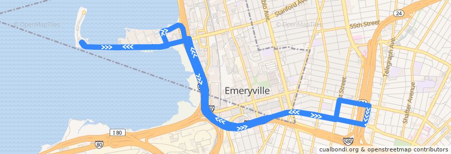 Mapa del recorrido Emery Go-Round route Watergate Express (evening peak hours) de la línea  en 阿拉梅达县/阿拉米達縣/阿拉米達郡.