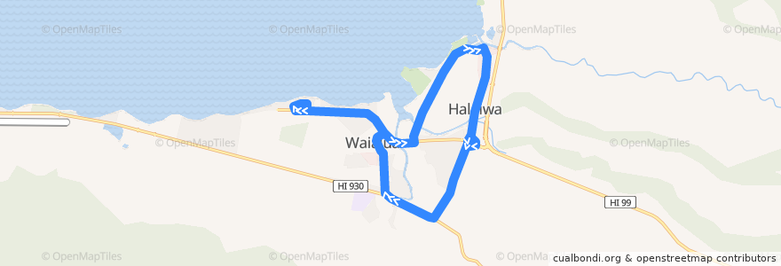 Mapa del recorrido TheBus Route 76 Waialua-Haleiwa de la línea  en Comté de Honolulu.