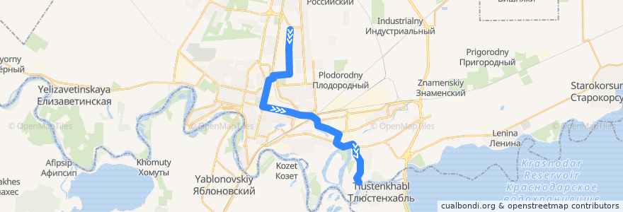 Mapa del recorrido Автобус №93: ул. им. Петра Метальникова => ул. им. Валерия Гассия de la línea  en городской округ Краснодар.