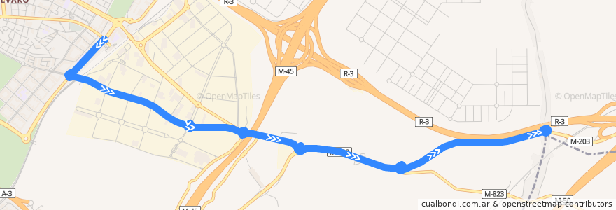 Mapa del recorrido Bus SE718: Puerta de Arganda - Cañada Real de la línea  en Madrid.