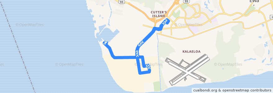 Mapa del recorrido TheBus Route 413 Campbell Industrial Park de la línea  en Honolulu County.