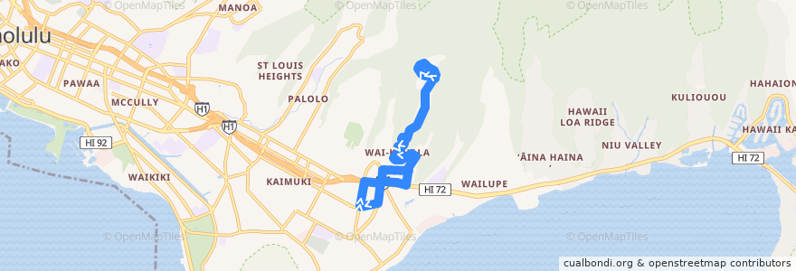 Mapa del recorrido TheBus Route 234 Kahala Mall-Waialae Nui de la línea  en 호놀룰루.