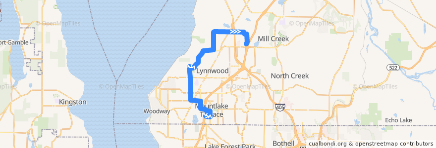 Mapa del recorrido Community Transit Route 119 (to Ash Way Park & Ride) de la línea  en Snohomish County.