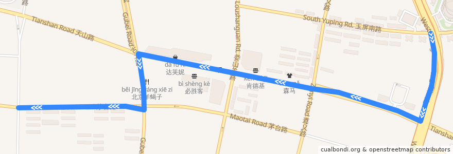 Mapa del recorrido 519路 中山公园-航华新村 de la línea  en 上海市.