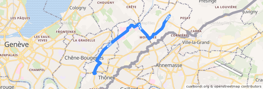 Mapa del recorrido Bus 31: Puplinge → Sous-Moulin de la línea  en Geneva.