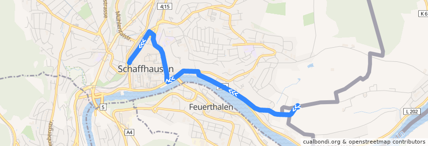 Mapa del recorrido Bus 8: Im Freien => Schaffhausen Bahnhof de la línea  en Sciaffusa.