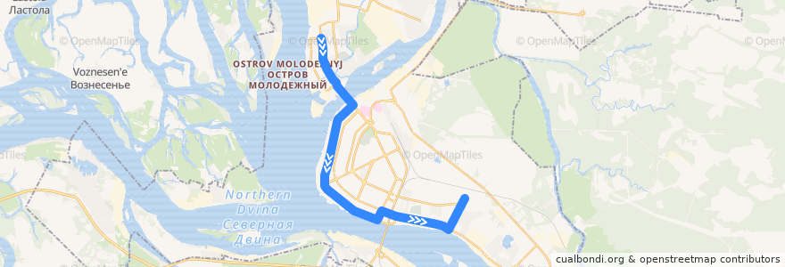 Mapa del recorrido Автобус № 90: ул. Кедрова – ул. Галушина (ночной) de la línea  en городской округ Архангельск.