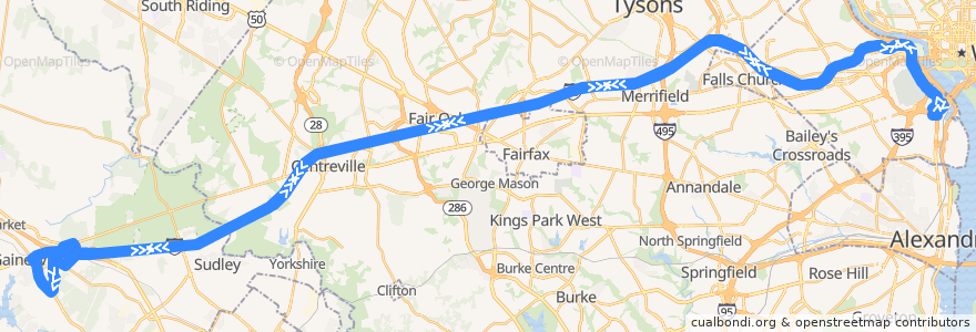 Mapa del recorrido PRTC G-200 Gainesville-Pentagon OmniRide de la línea  en Виргиния.