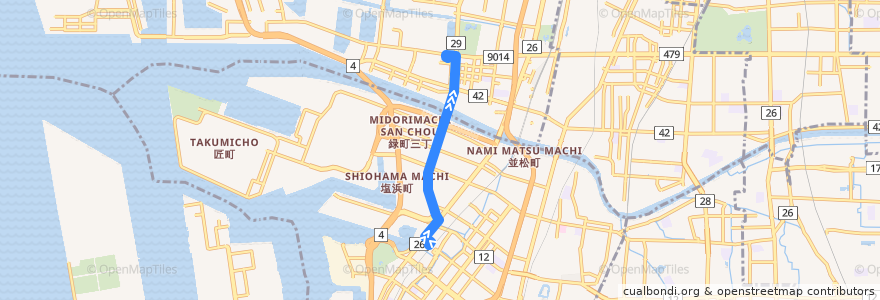 Mapa del recorrido 89: 堺駅西口-地下鉄住之江公園 de la línea  en 大阪府.