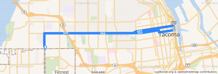 Mapa del recorrido Pierce Transit Route 28 South 12th Street de la línea  en Tacoma.