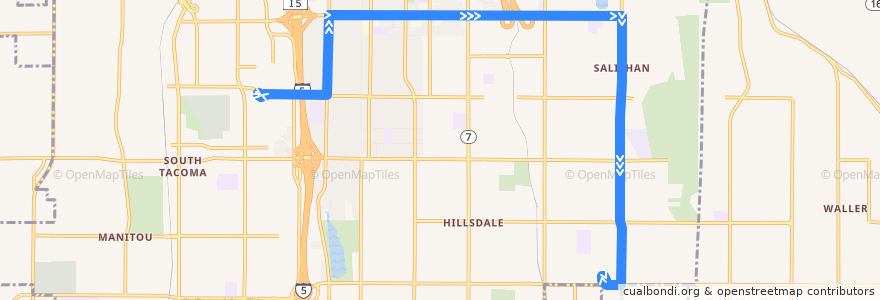 Mapa del recorrido Pierce Transit Route 54 South 38th Street-Portland de la línea  en Tacoma.