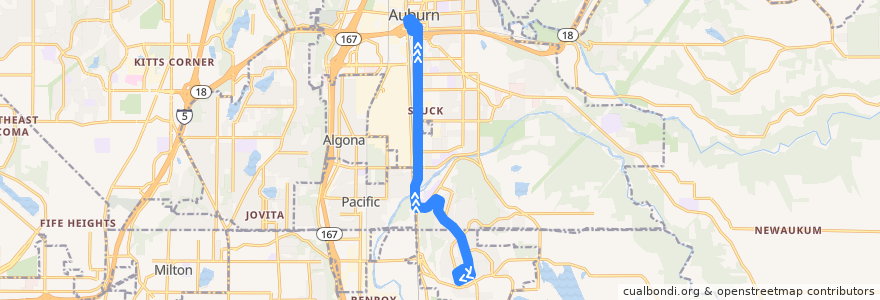 Mapa del recorrido Pierce Transit Route 497 Lakeland Hills Express de la línea  en Auburn.