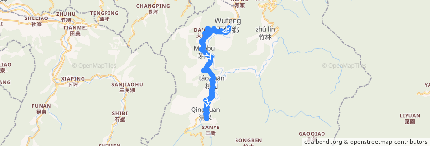 Mapa del recorrido 5629 清泉→五峰 de la línea  en 五峰鄉.