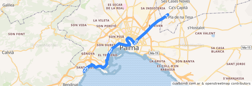 Mapa del recorrido Bus 3: Carretera d'Andratx → Es Pont d'Inca de la línea  en Illes Balears.