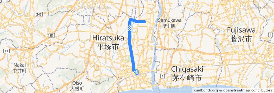 Mapa del recorrido 平塚65系統 de la línea  en 平塚市.