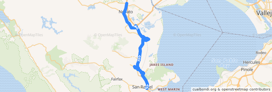 Mapa del recorrido Marin Transit 49: San Rafael => San Marin de la línea  en Marin County.