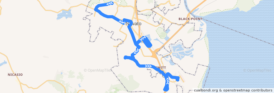 Mapa del recorrido Marin Transit 251: San Marin => Hamilton de la línea  en Novato.