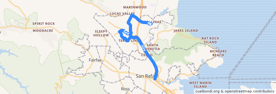 Mapa del recorrido Marin Transit 245: Smith Ranch Road => San Rafael (weekends) de la línea  en San Rafael.