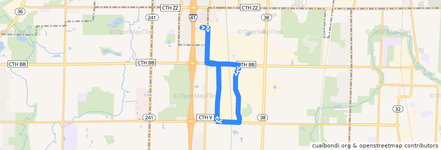 Mapa del recorrido MCTS 219 Oak Creek Shuttle de la línea  en Oak Creek.