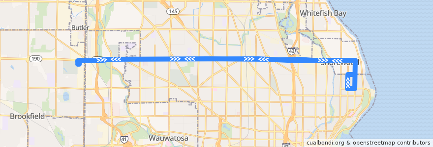 Mapa del recorrido MCTS RedLine Capitol Drive de la línea  en Milwaukee County.