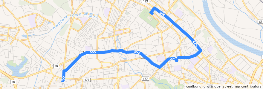 Mapa del recorrido 茨城交通バス27系統 赤塚駅⇒石川町・水高スクエア⇒茨大前営業所 de la línea  en 水戸市.