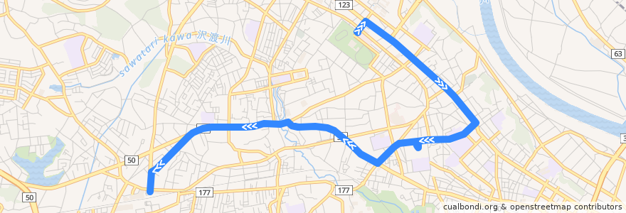 Mapa del recorrido 茨城交通バス27系統 茨大前営業所⇒水高スクエア・石川町⇒赤塚駅 de la línea  en 水戸市.