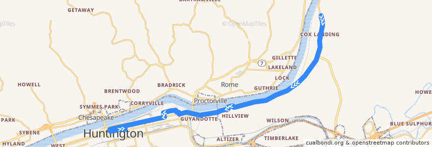 Mapa del recorrido Bus 3: Sanns Drive -> TTA Center de la línea  en Cabell County.