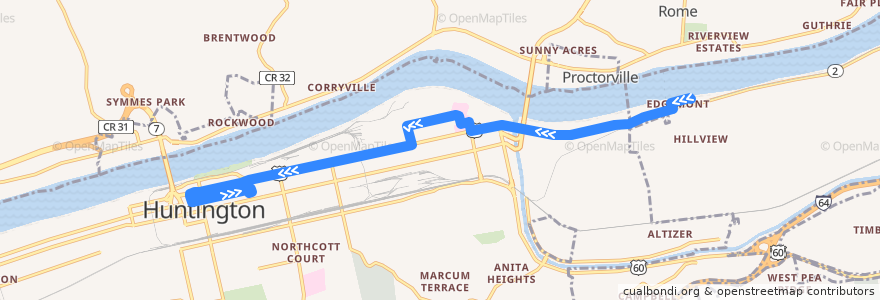 Mapa del recorrido Bus 3: 46th Street -> TTA Center de la línea  en Huntington.