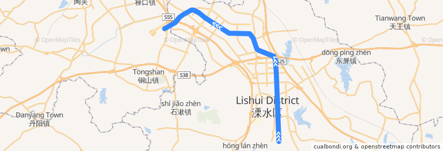 Mapa del recorrido 南京地铁S7号线 de la línea  en 리수이구.