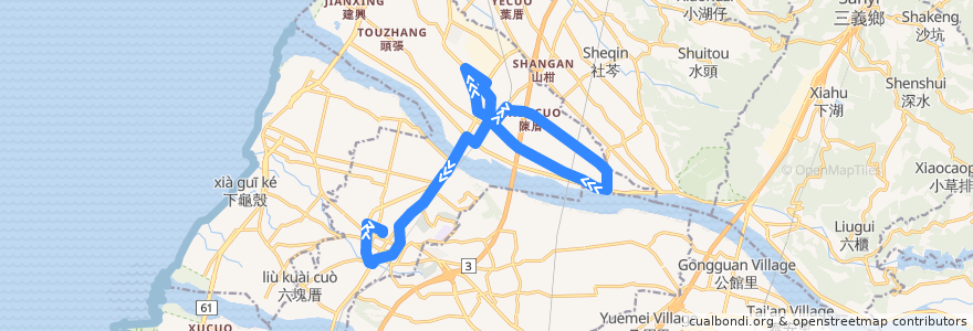 Mapa del recorrido 668路 (往日南車站_返程) de la línea  en 大甲區.