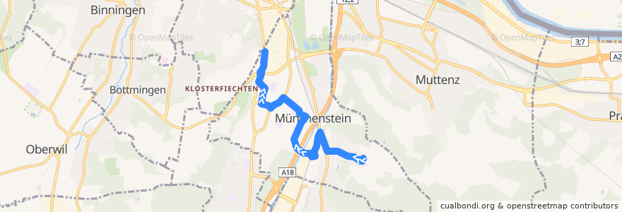 Mapa del recorrido Bus 58: Münchenstein, Schlossmatt => Münchenstein, Klinik Birsfeld de la línea  en Münchenstein.