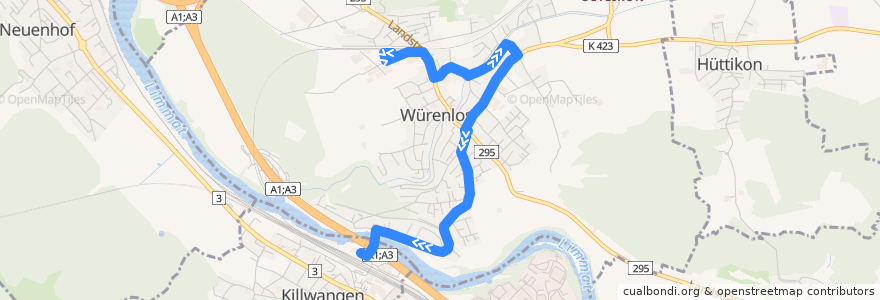 Mapa del recorrido Bus 11: Würenlos => Killwangen de la línea  en Würenlos.