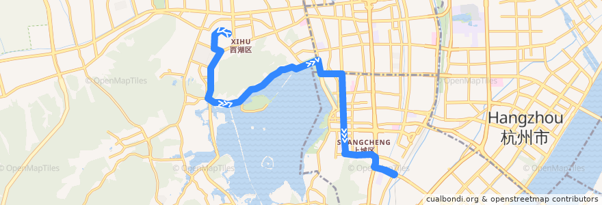 Mapa del recorrido 117路 黄龙旅游集散中心 -> 胡雪岩故居 de la línea  en 항저우시.