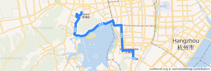 Mapa del recorrido 117路 胡雪岩故居 -> 黄龙旅游集散中心 de la línea  en هانگژو.