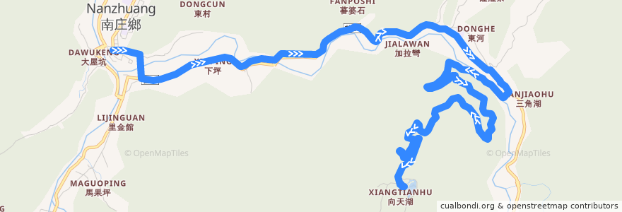 Mapa del recorrido 5824 向天湖→南庄(經東河) de la línea  en Nanzhuang.