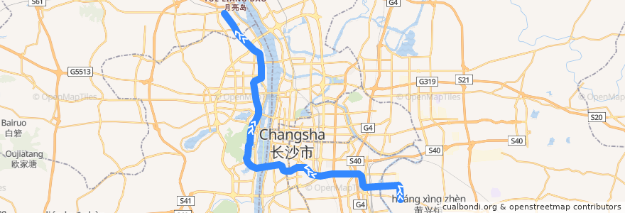 Mapa del recorrido 长沙地铁四号线 de la línea  en 长沙市.