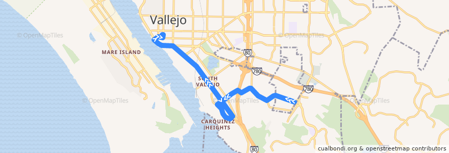 Mapa del recorrido SolTrans 3: Beverly Hills => Vallejo Transit Center de la línea  en Вальехо.