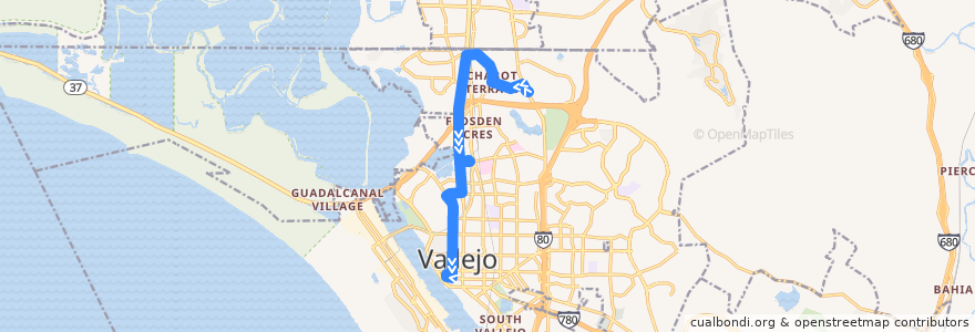 Mapa del recorrido SolTrans 2: Fairgrounds => Vallejo Transit Center de la línea  en Vallejo.