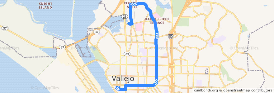 Mapa del recorrido SolTrans 4: Vallejo Transit Center => Sereno Transit Center de la línea  en Вальехо.
