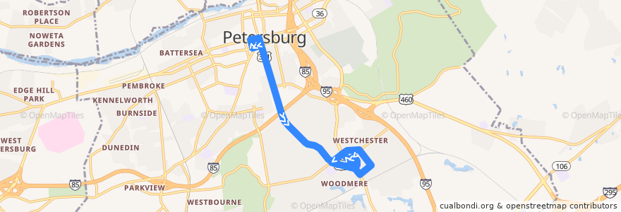 Mapa del recorrido PAT Mall/Plaza de la línea  en Petersburg.