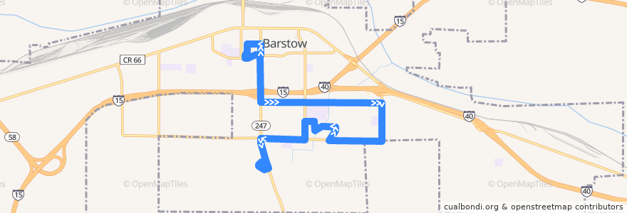 Mapa del recorrido VVTA 6 Barstow Library/College de la línea  en Barstow.