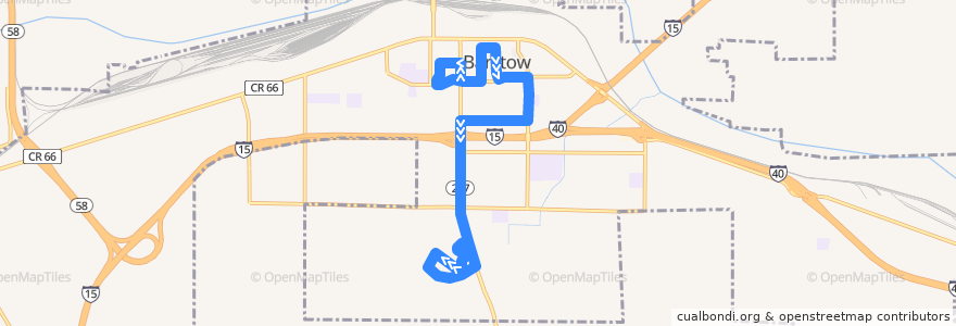 Mapa del recorrido VVTA 2 Barstow Library/College de la línea  en Barstow.