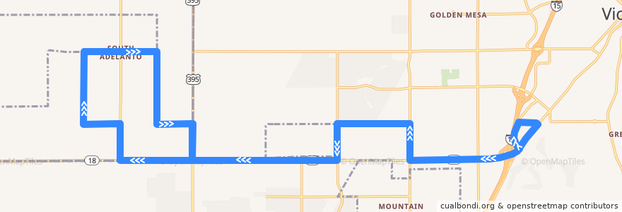 Mapa del recorrido VVTA 31 Victorville/South Adelanto de la línea  en San Bernardino County.